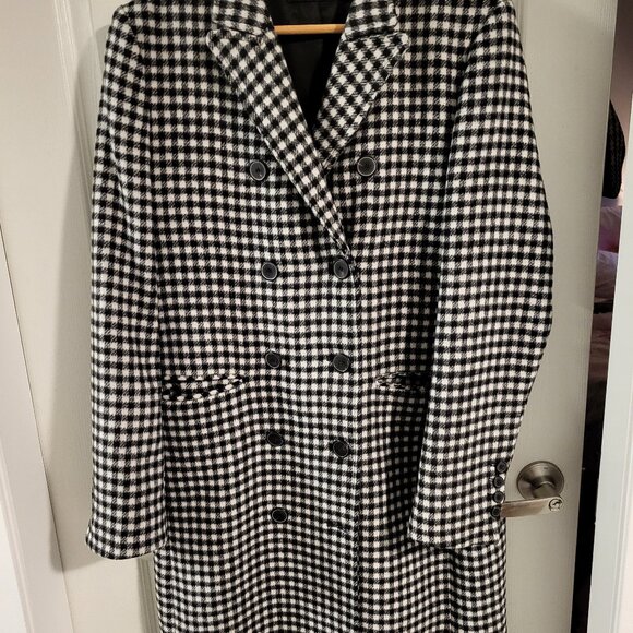 Zara black and white checkered coat - Picture 1 of 2